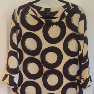 Alfani Cream and black silk dress